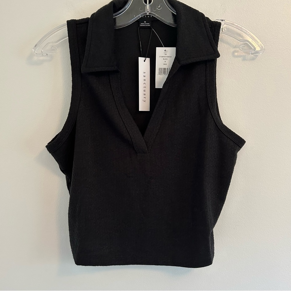 (SOLD) SANCTUARY NWT Black Cropped Collar Tank Top Size Medium - Picture 4 of 8